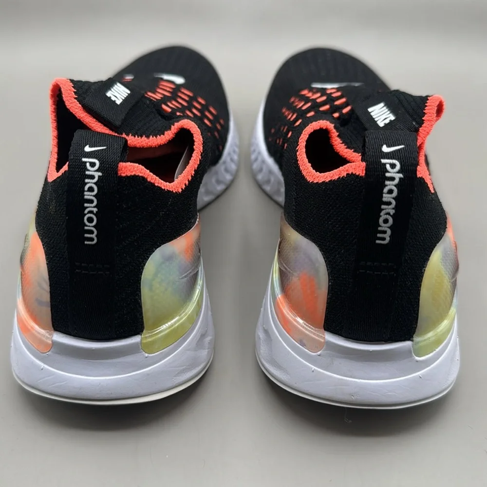 NWT! Nike React Phantom Run Flyknit 2 Sneakers Women’s 5 Neon Orange, Black - Picture 7 of 12